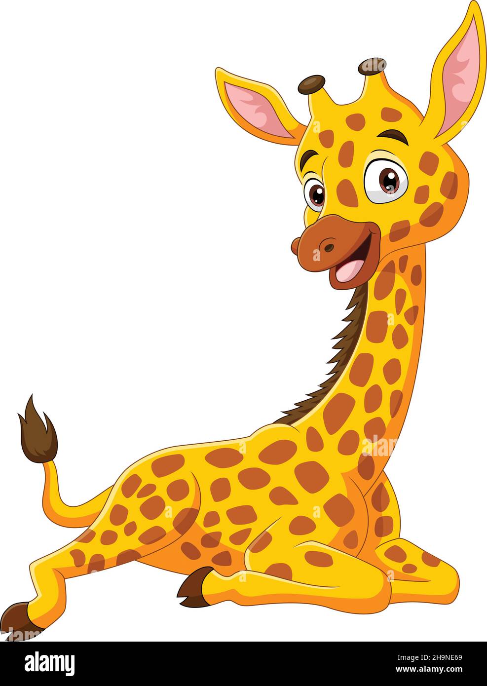 Dessin animé drôle petite girafe assis Illustration de Vecteur