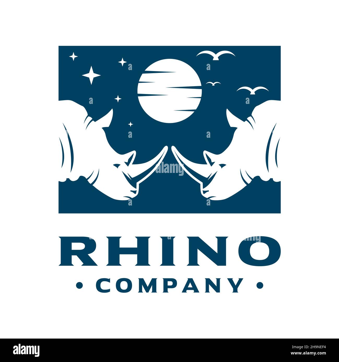 logo de deux têtes de rhinocéros Banque D'Images