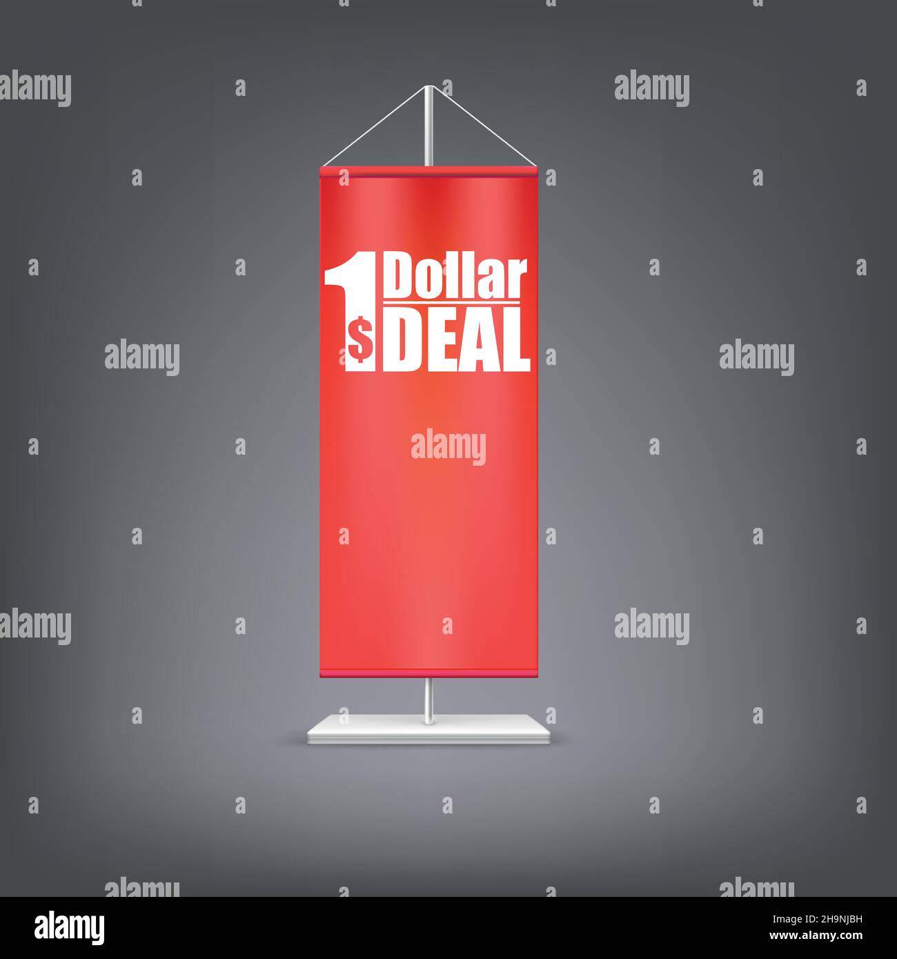 Offre dollar.Drapeau rouge vertical sur le montant. Illustration de Vecteur
