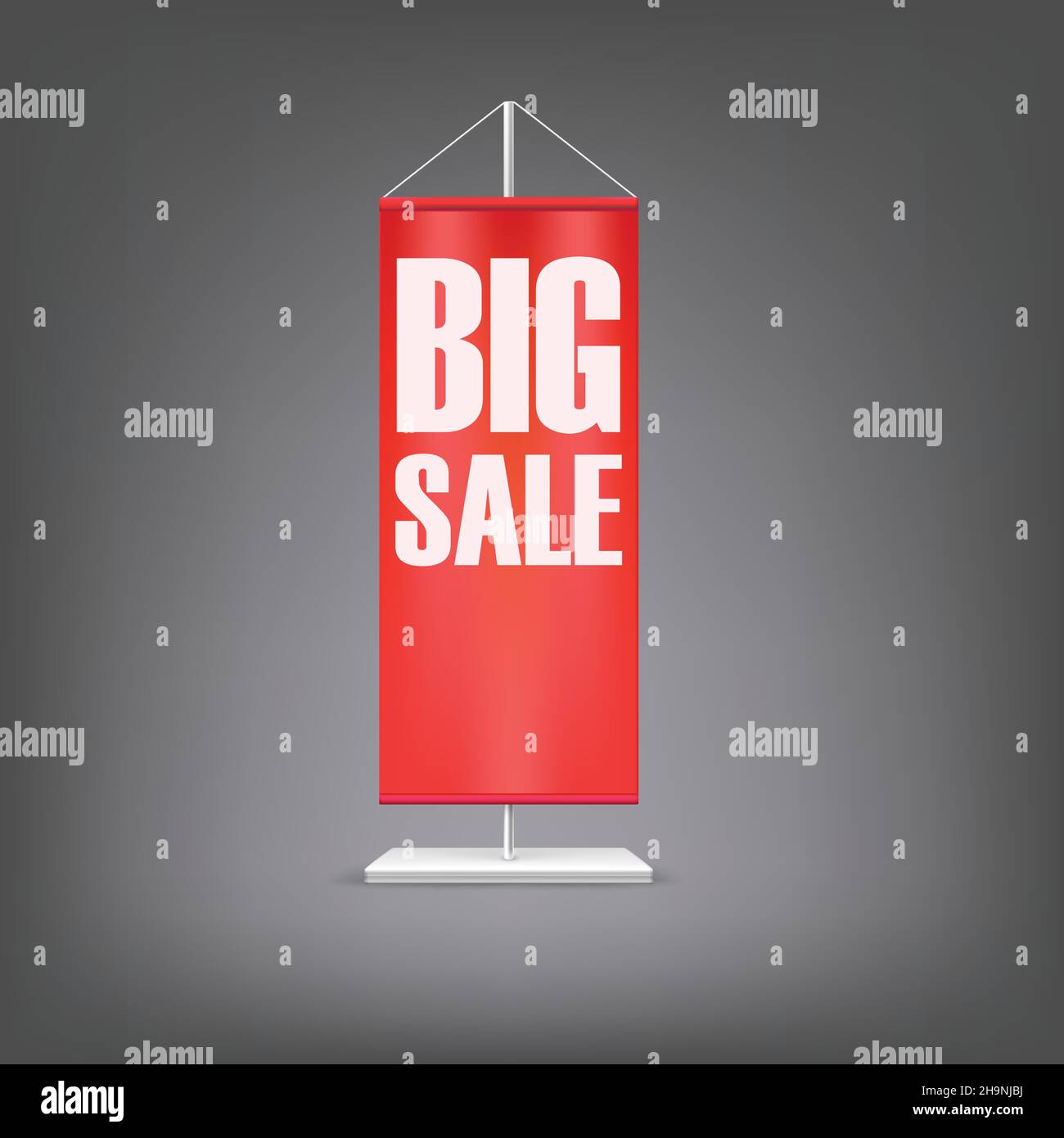 Grande vente.Drapeau rouge vertical sur le montant. Illustration de Vecteur
