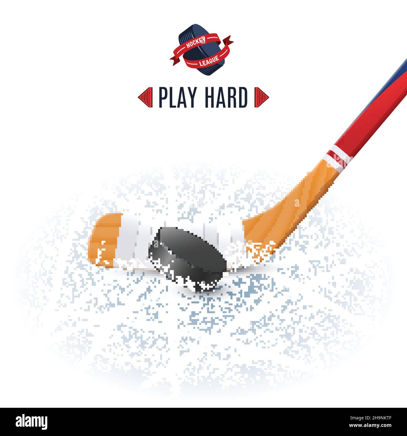 Affiche de sport de hockey sur glace avec bâton de bois et rondelle réaliste illustration vectorielle Illustration de Vecteur