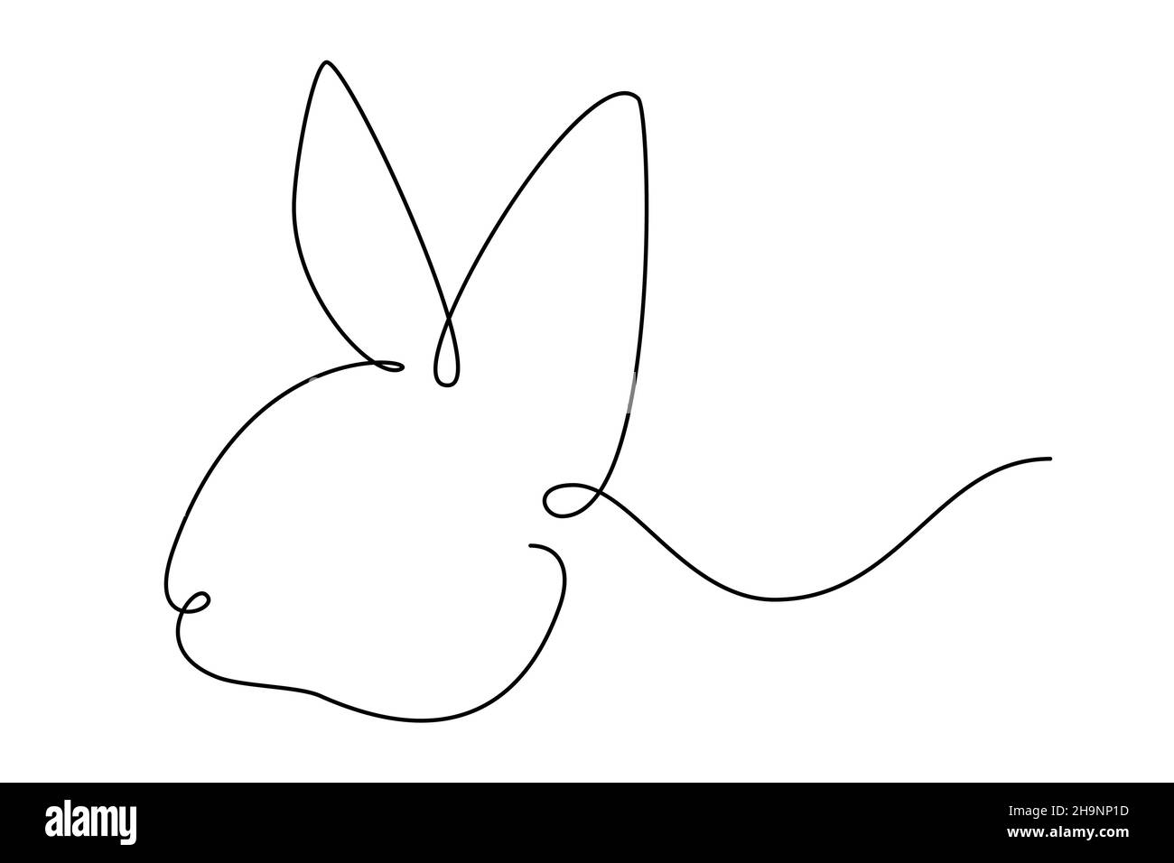 Dessin continu d'une ligne de lapin de Pâques.Image simple de lapin.Illustration vectorielle minimaliste. Illustration de Vecteur