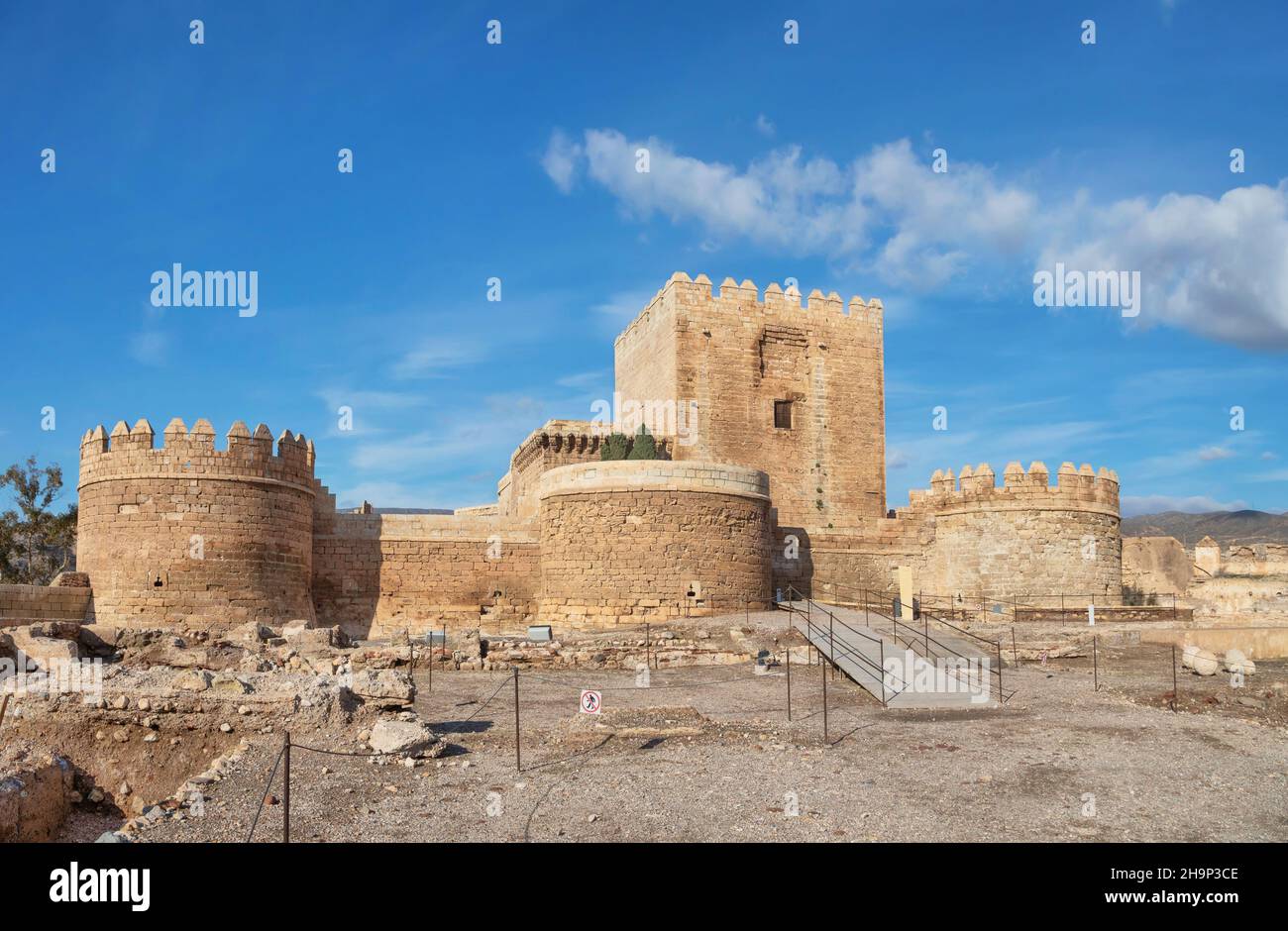 Forteresse Médiéval maure Alcazaba à Almeria, Andalousie, Espagne Banque D'Images