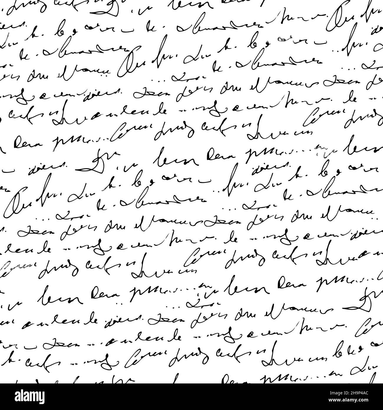 Texte abstrait manuscrit, scribbles vector sans couture, scénario vectoriel monochrome isolé sur fond blanc Illustration de Vecteur