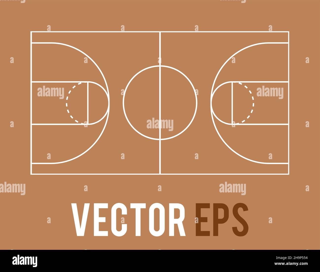 Plan de terrain de basket-ball vierge vectoriel isolé pour coach d'équipe depuis la vue de dessus Illustration de Vecteur