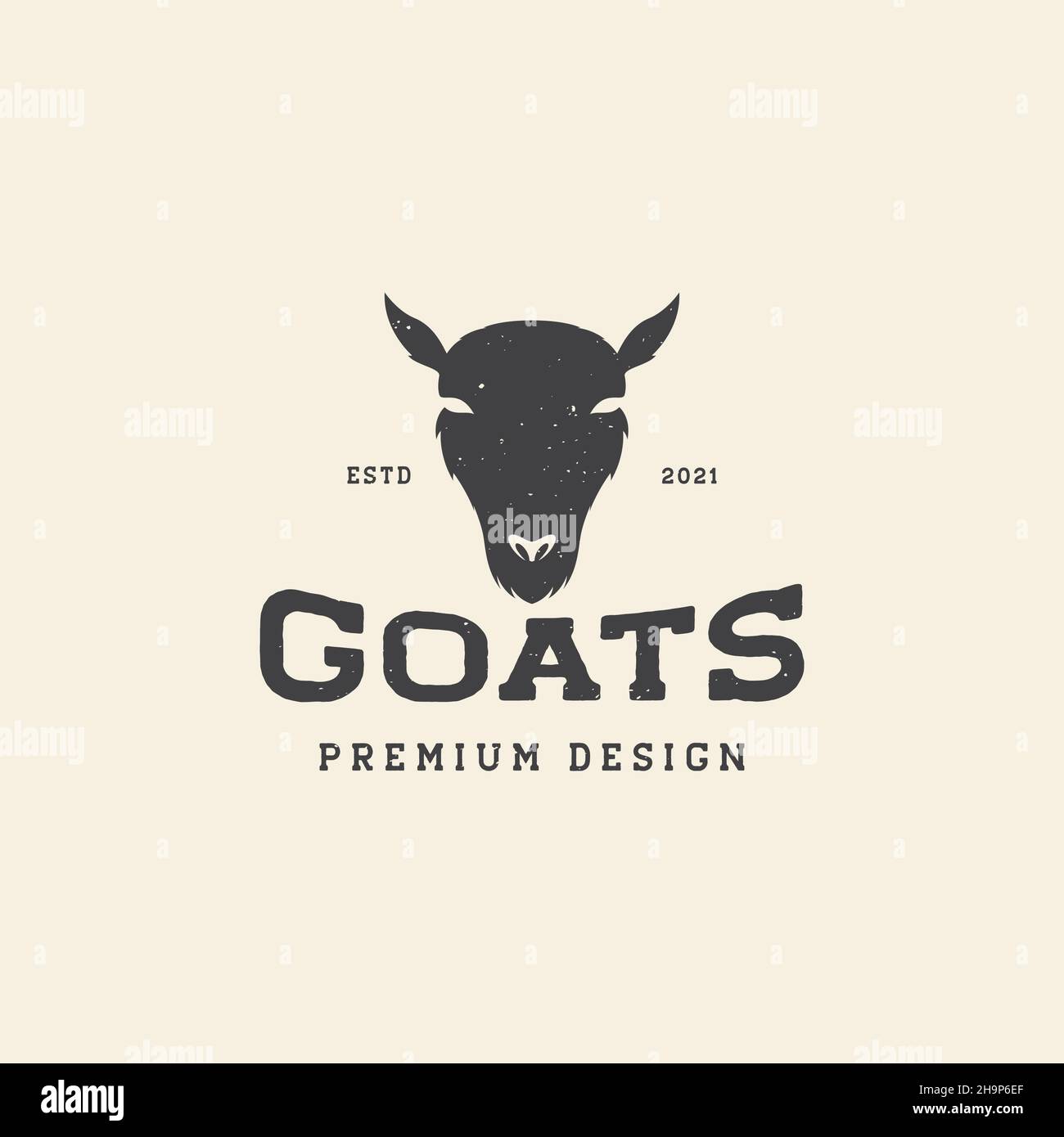 tête femelle chèvre vintage noir logo symbole icône vecteur graphique design illustration idée créative Illustration de Vecteur