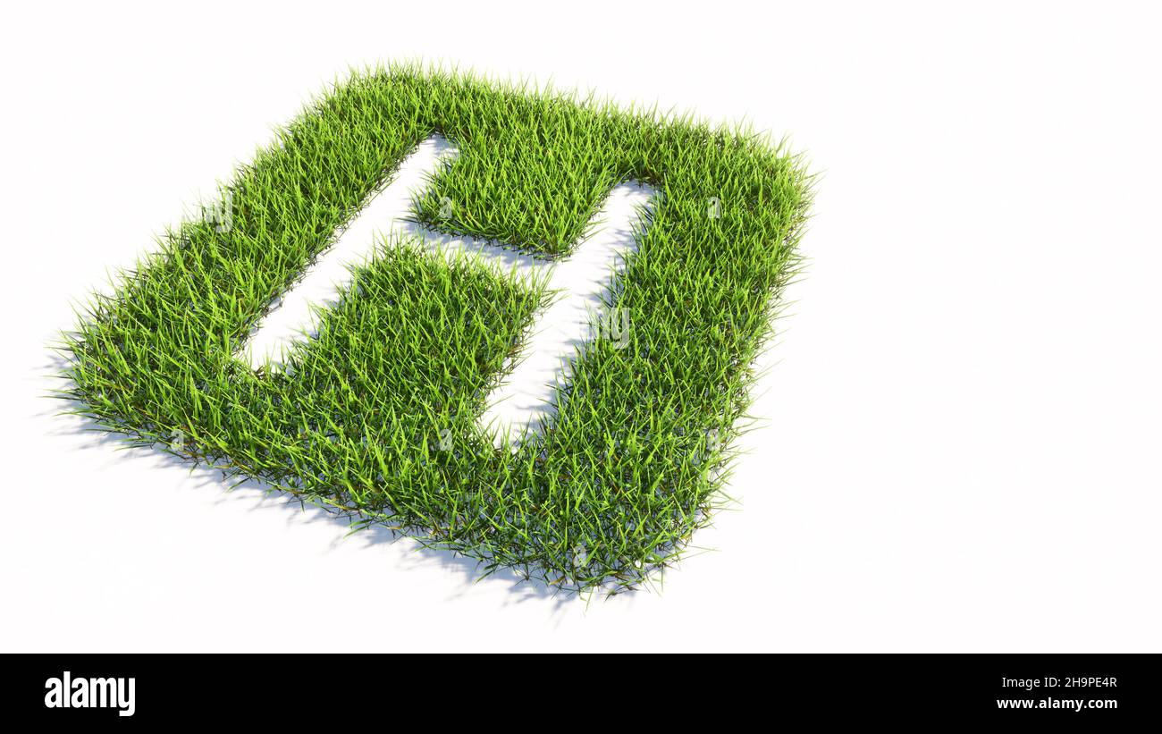 Concept ou conceptuel vert été pelouse herbe symbole isolé fond blanc, signe de l'hôpital.3d métaphore de l'illustration pour les soins de santé Banque D'Images