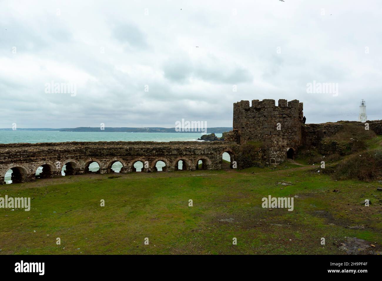 Rumelifeneri, Istanbul, 23 décembre 2012 : Château de Rumelifeneri, connu localement sous le nom de Rumeli Feneri Kalesi ou Topçu Kalesi.TURQUIE Banque D'Images