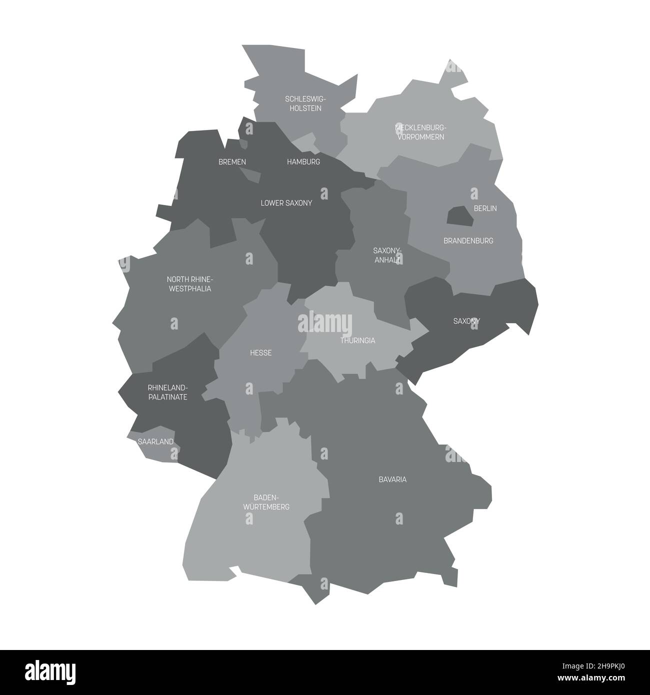 Allemagne - carte des États et des villes Illustration de Vecteur