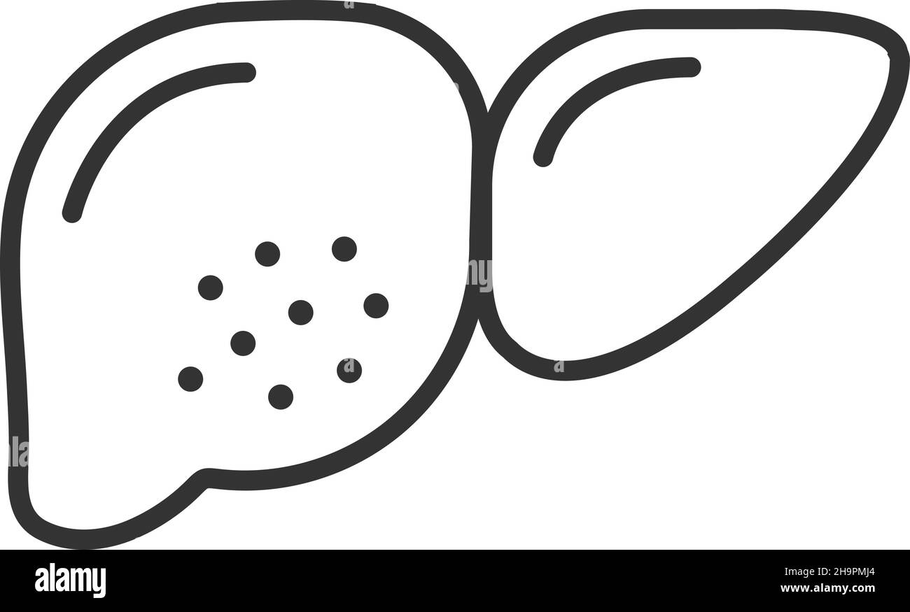 Icône foie.Symbole hépatique en style contour.Organe humain Illustration de Vecteur