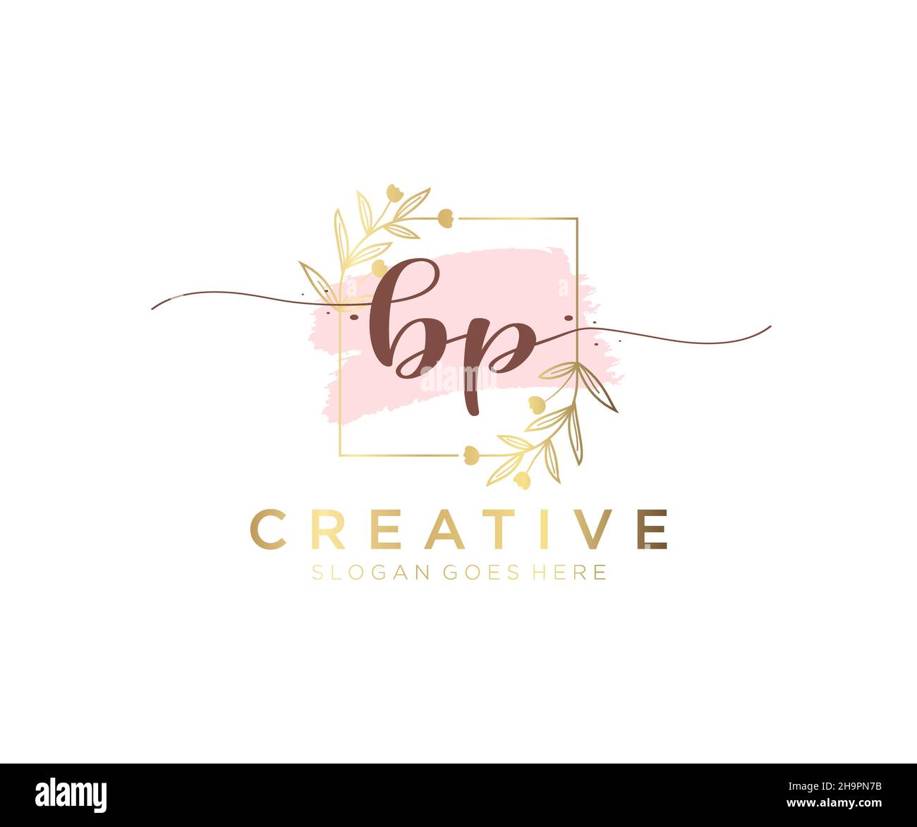 Logo BP féminin.Utilisable pour les logos nature, salon, Spa, cosmétique et Beauté.Elément de modèle de logo Flat Vector. Illustration de Vecteur