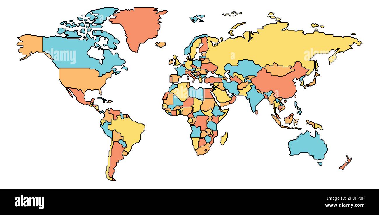 Carte du monde à bordure lisse simplifiée Illustration de Vecteur