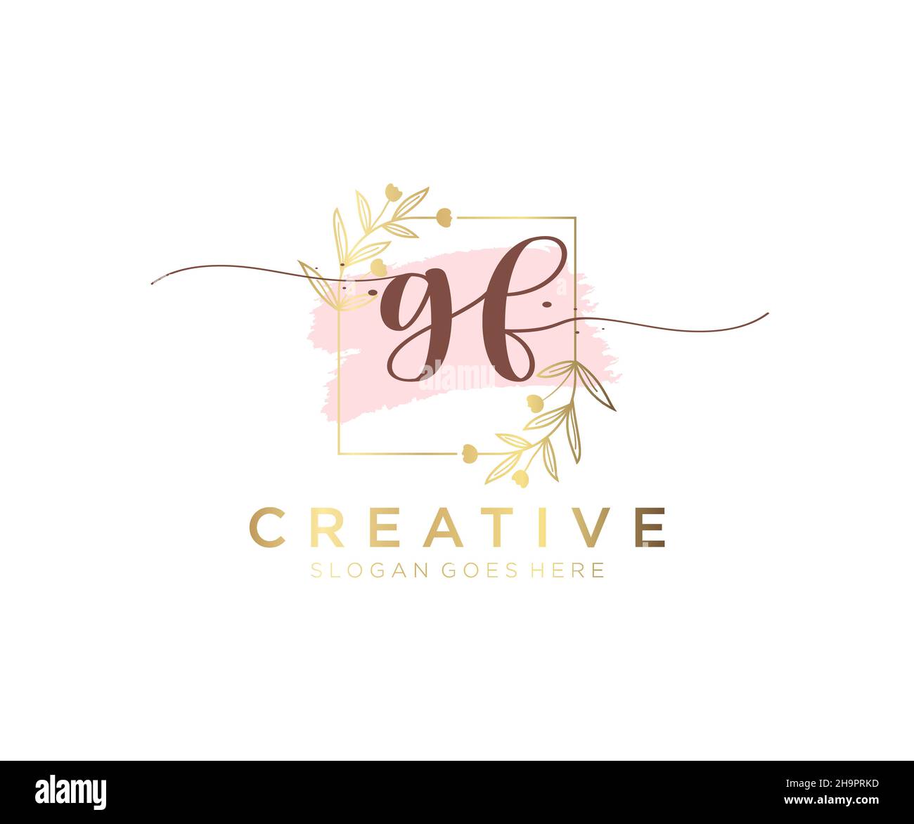 Logo GF féminin.Utilisable pour les logos nature, salon, Spa, cosmétique et Beauté.Elément de modèle de logo Flat Vector. Illustration de Vecteur