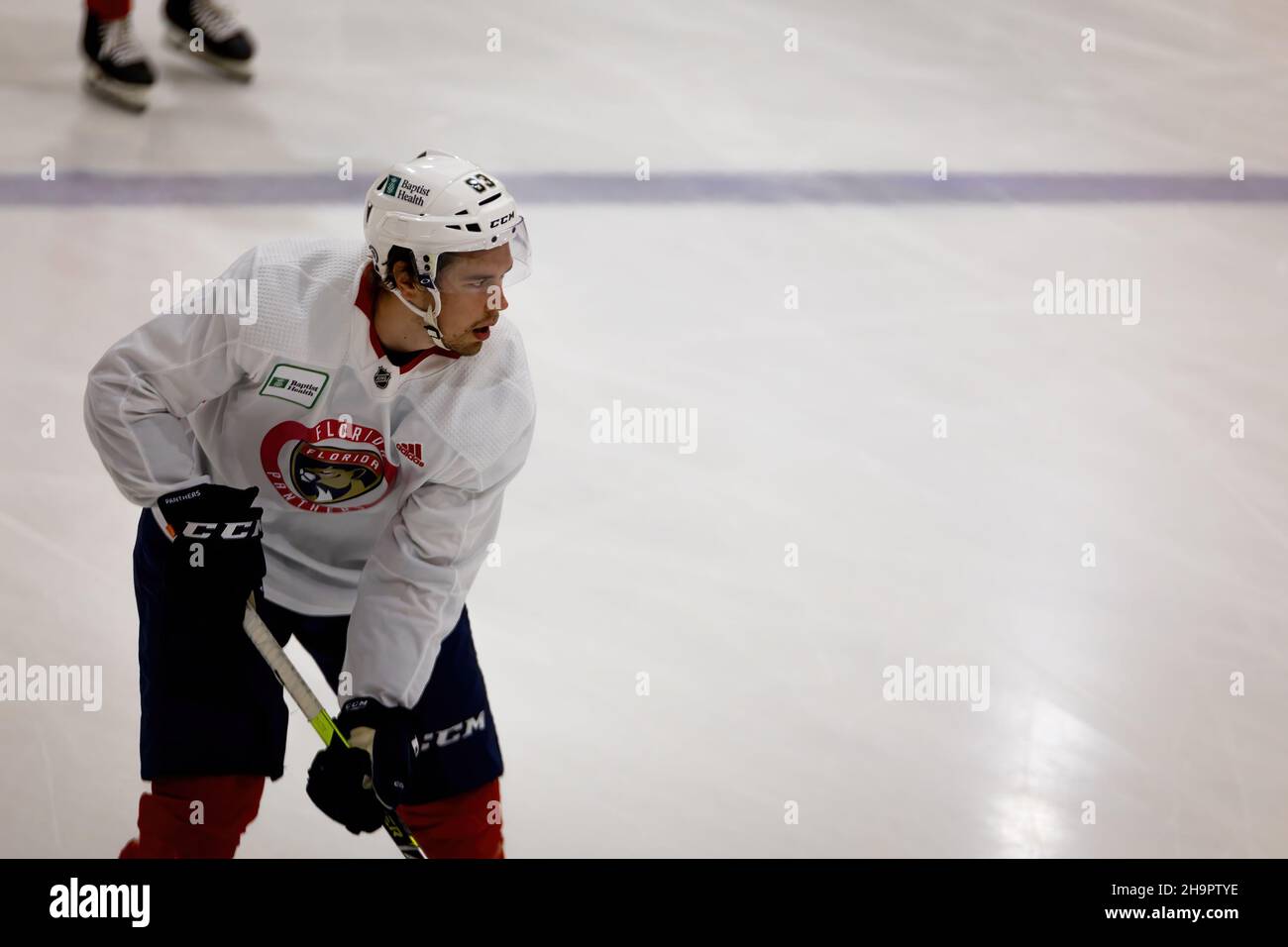 Florida Panthers équipe pendant la séance d'entraînement du matin à Florida Panthers IceDen pour la saison 2021-2022 de la LNH Banque D'Images