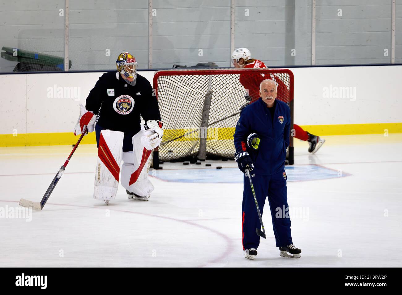 Florida Panthers équipe pendant la séance d'entraînement du matin à Florida Panthers IceDen pour la saison 2021-2022 de la LNH Banque D'Images