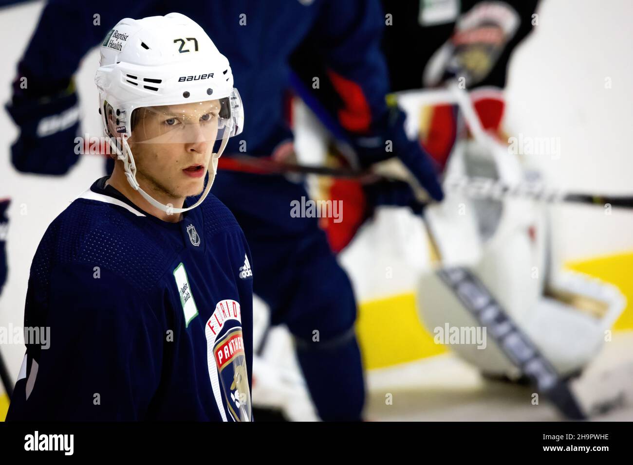 Florida Panthers équipe pendant la séance d'entraînement du matin à Florida Panthers IceDen pour la saison 2021-2022 de la LNH Banque D'Images