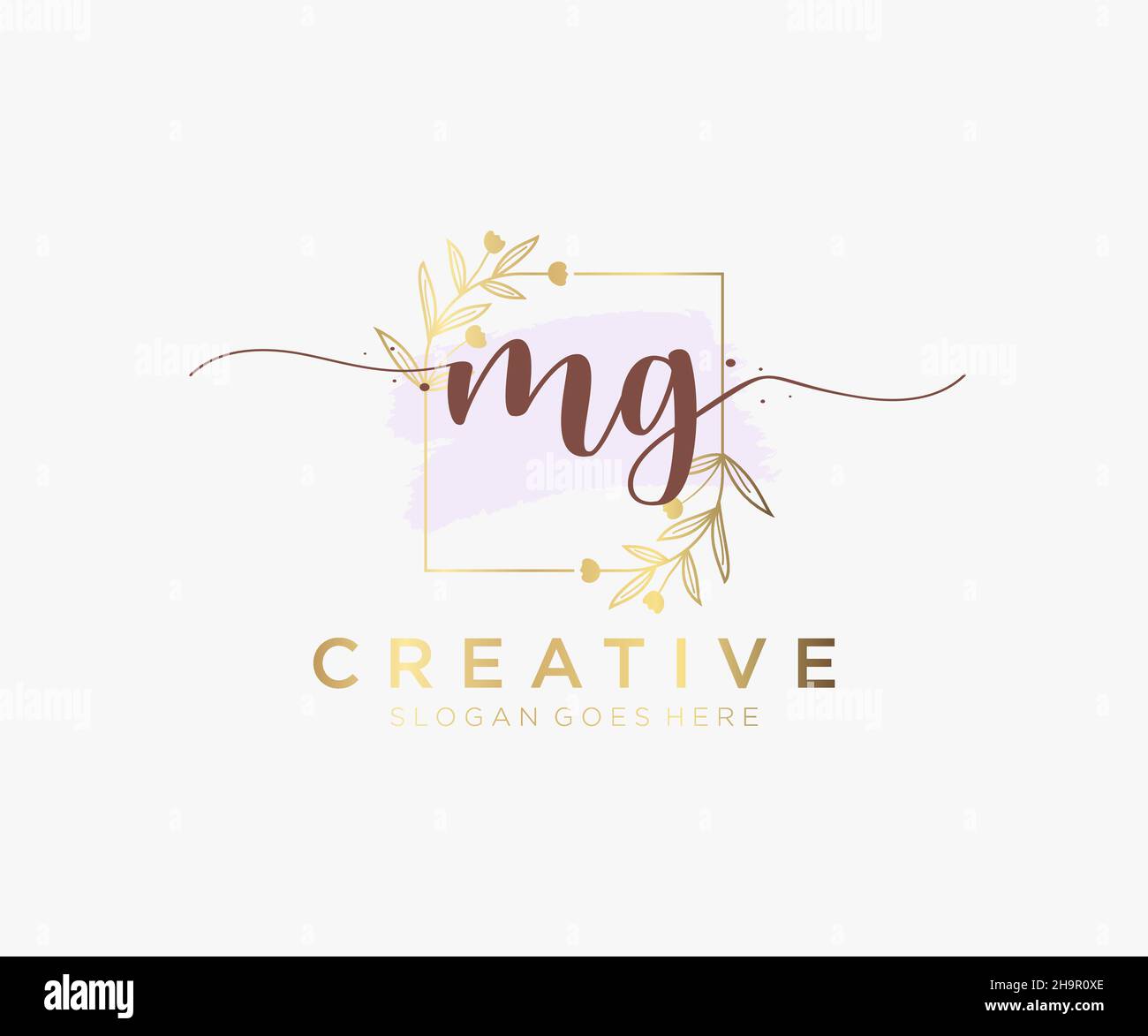 LOGO FÉMININ MG.Utilisable pour les logos nature, salon, Spa, cosmétique et Beauté.Elément de modèle de logo Flat Vector. Illustration de Vecteur