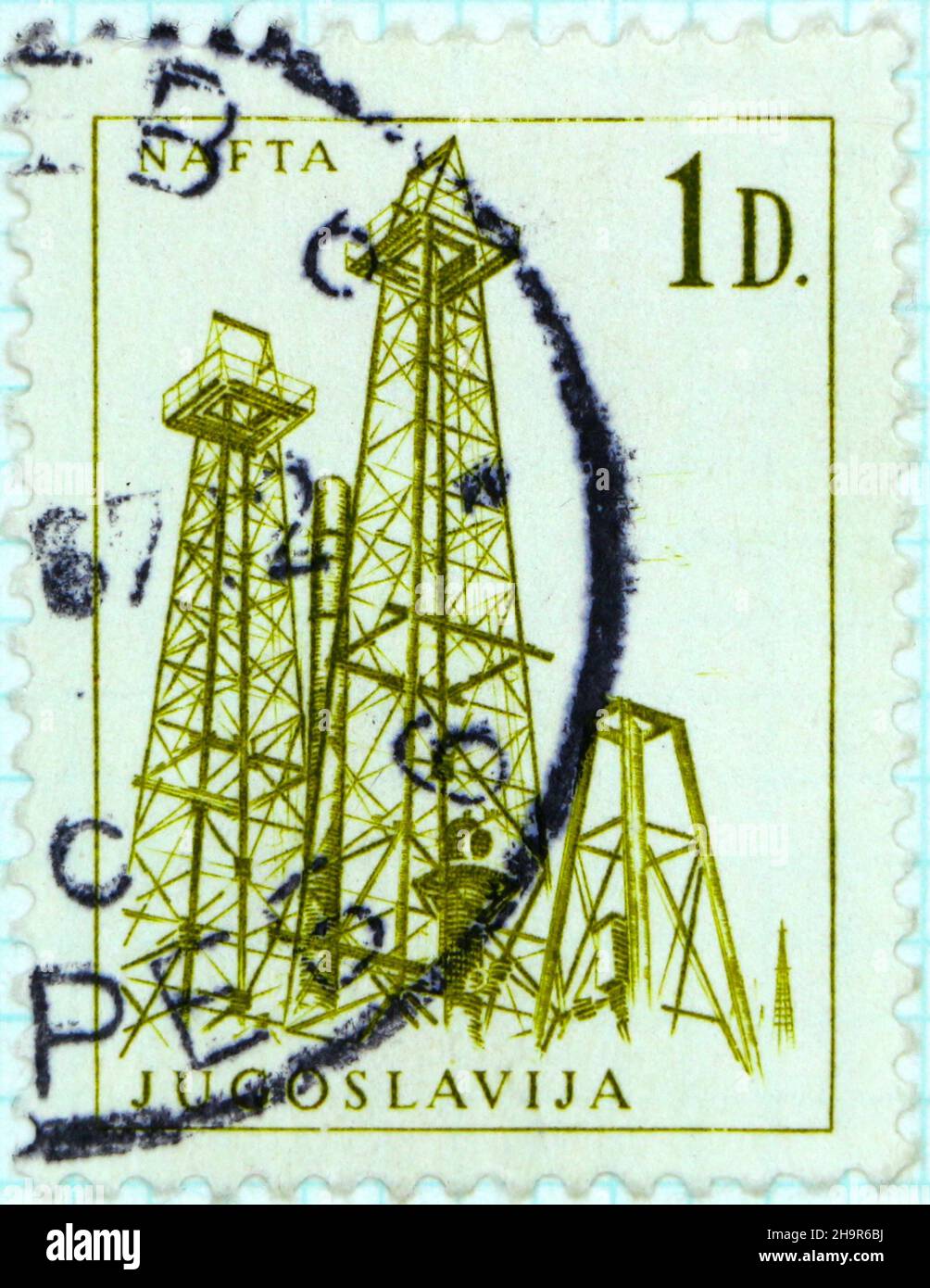 Photo d'un timbre-poste de 2 dinars de Yougoslavie Banque D'Images