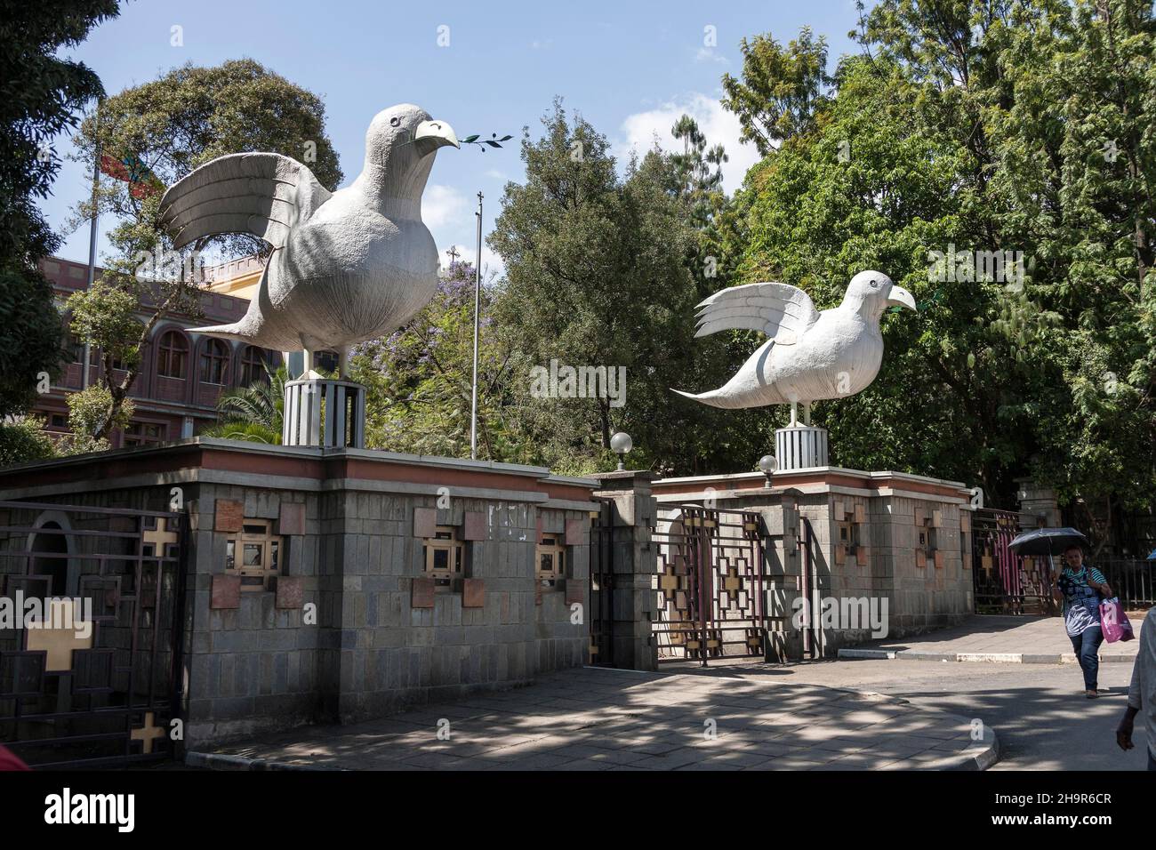 Portail des colombes de la paix, Addis-Abeba, Éthiopie Banque D'Images