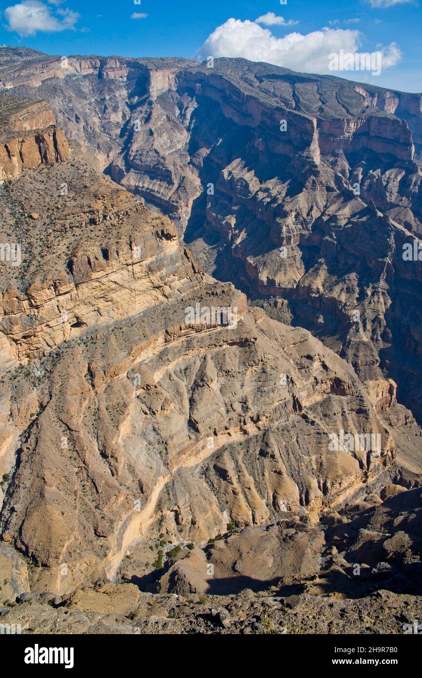 Canyons sur le massif de Jabal Akhdar, Jabal Akhdar, Oman Banque D'Images