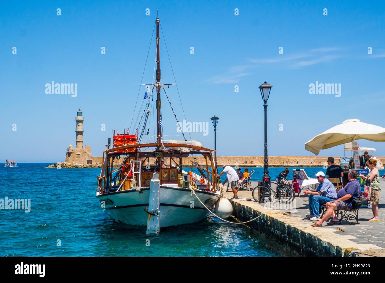 Port de Chania, Crète, Chania, Crète, Grèce Banque D'Images