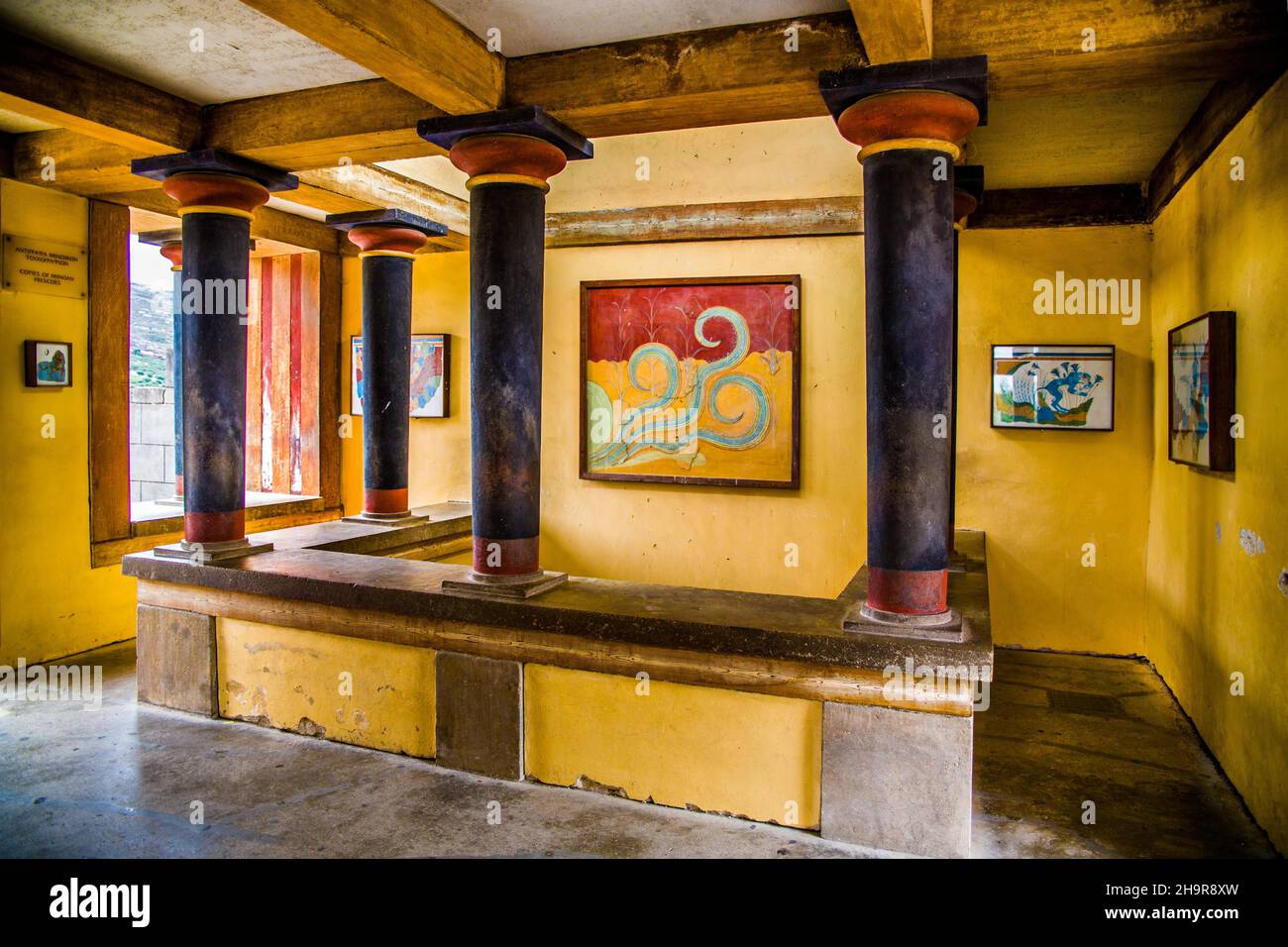 Palais minoen de Knossos par le roi Minos, construit entre 2100 et 1800 av. J.-C., Crète, Knossos, Crète, Grèce Banque D'Images