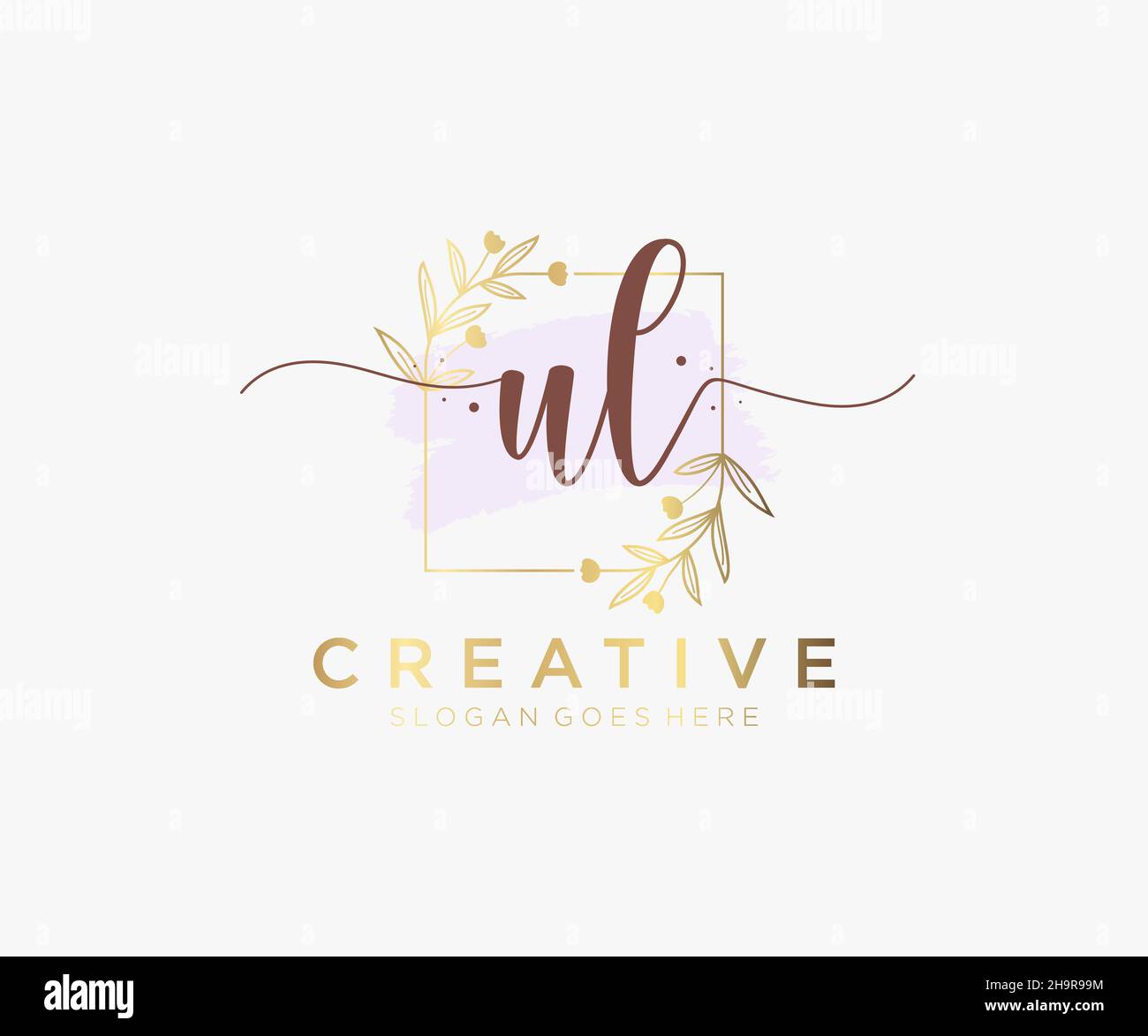 Logo UL féminin.Utilisable pour les logos nature, salon, Spa, cosmétique et Beauté.Elément de modèle de logo Flat Vector. Illustration de Vecteur