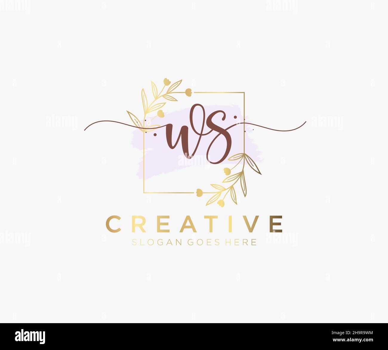 Logo WS féminin.Utilisable pour les logos nature, salon, Spa, cosmétique et Beauté.Elément de modèle de logo Flat Vector. Illustration de Vecteur