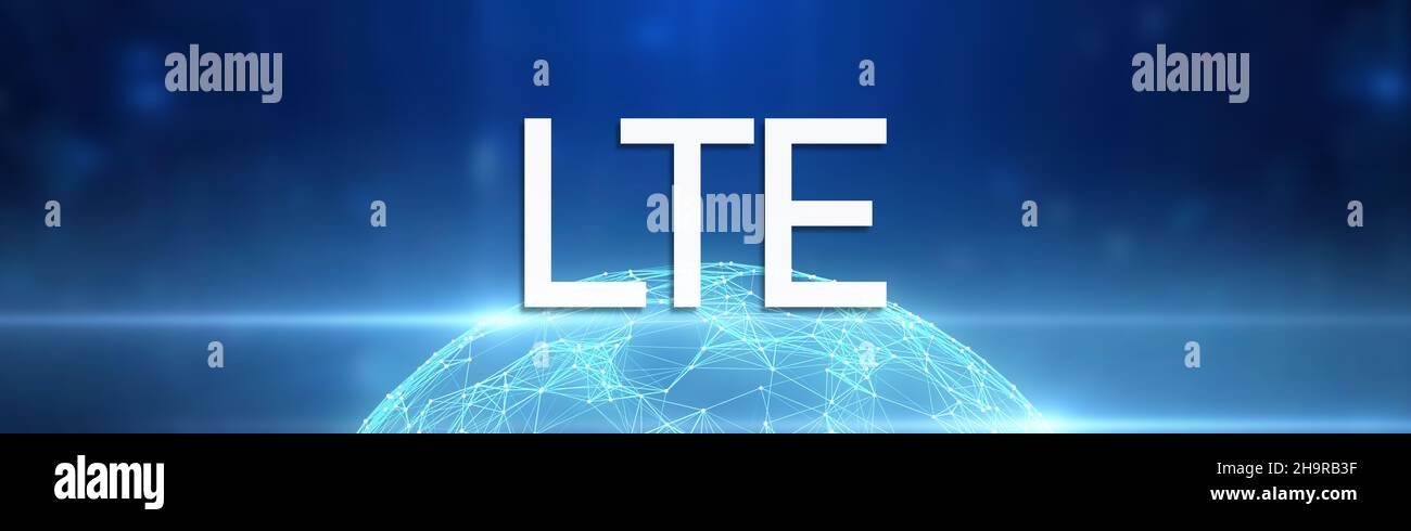 4G arrière-plan de bannière de réseau LTE, système de communication mondial moderne, Internet mobile sans fil Banque D'Images