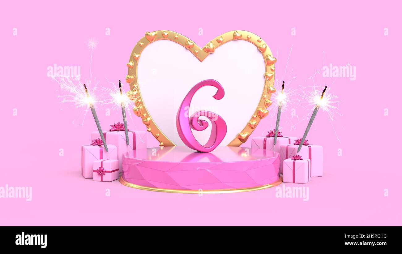 Carte D Anniversaire Pour Fille De 6 Ans 3d Rendu Photo Stock Alamy