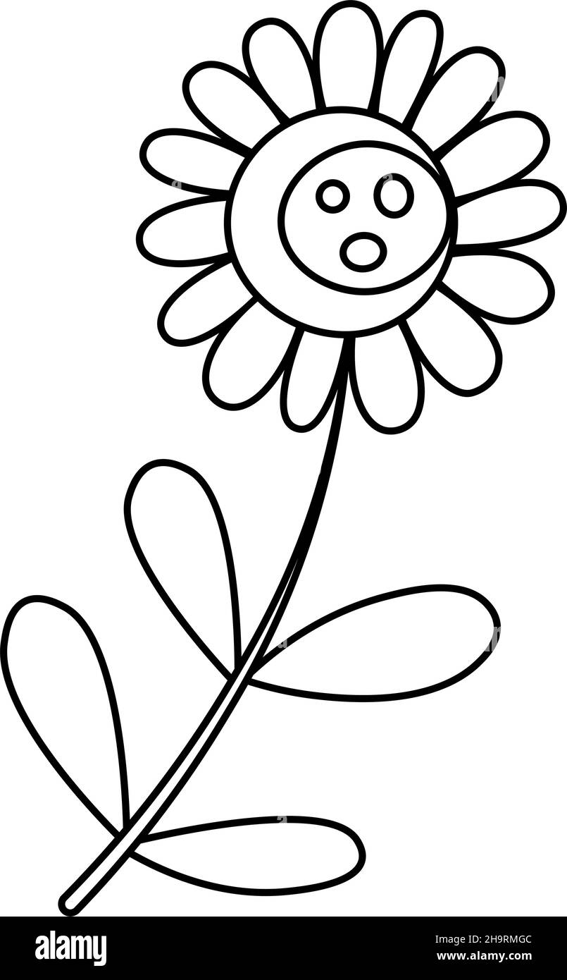 Ligne d'icônes de fleurs de Marguerite.Tisane.Dessin de contour de camomille pour le design, le logo, la carte postale, la décoration.Illustration vectorielle de style doodle isolée au dos Illustration de Vecteur
