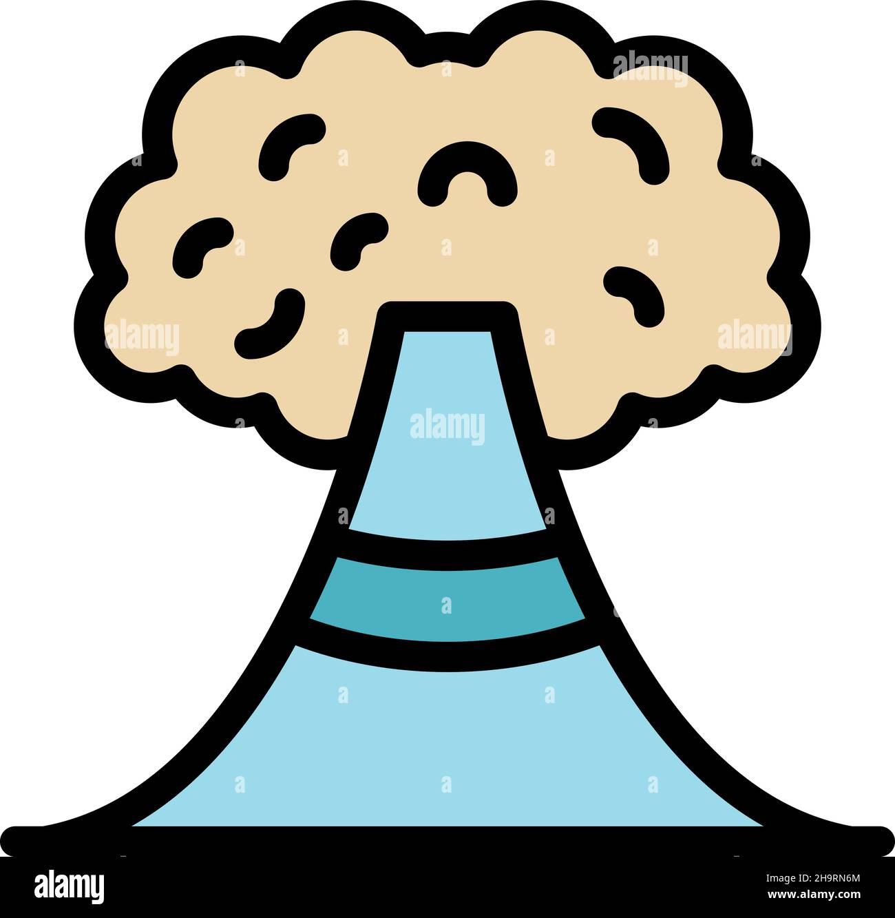 Icône du volcan tremblement de terre.Contour tremblement de terre volcan vecteur icône couleur plat isolé Illustration de Vecteur