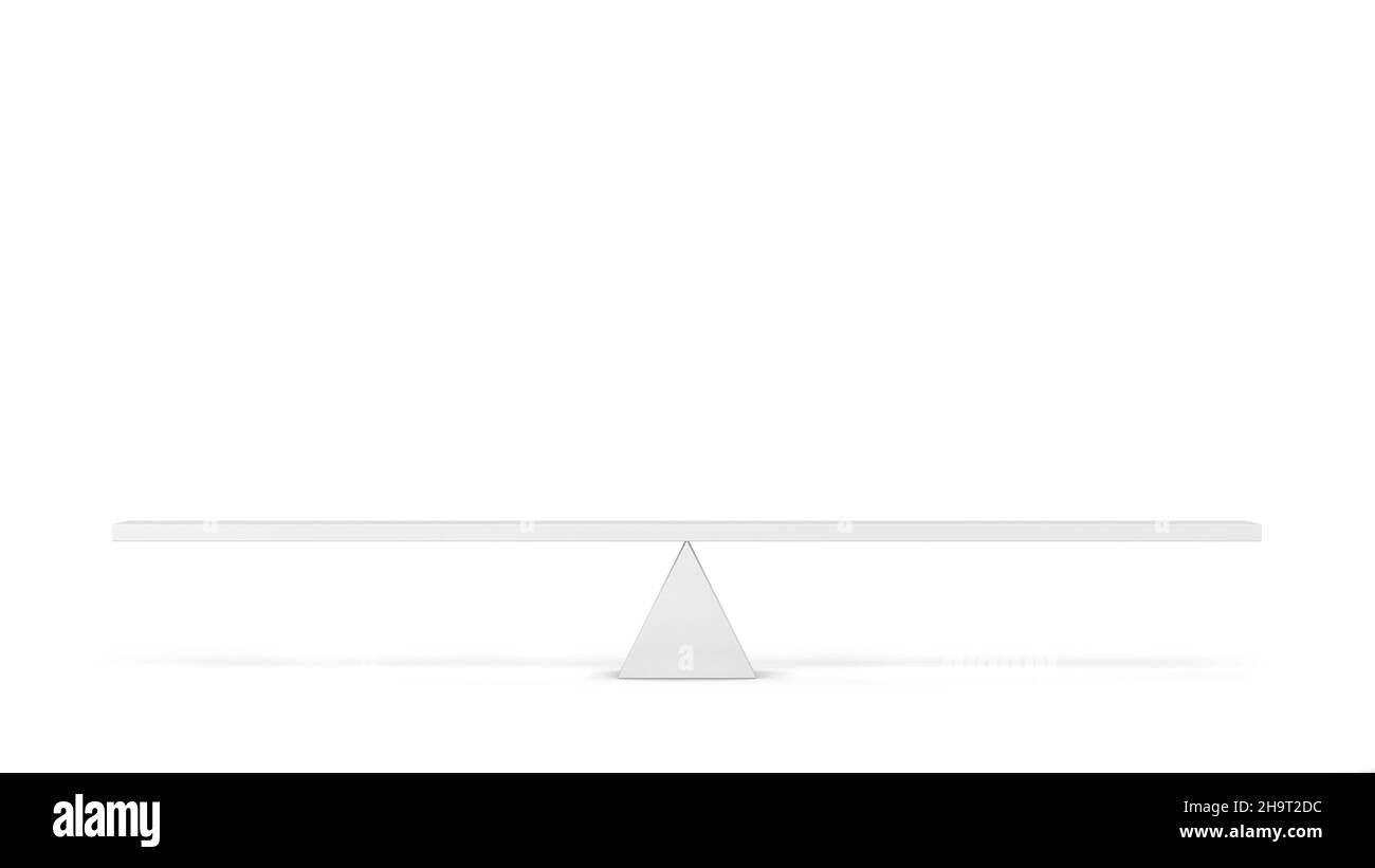 Simple seesaw, concept d'équilibre.3d illustration isolée sur fond blanc Banque D'Images