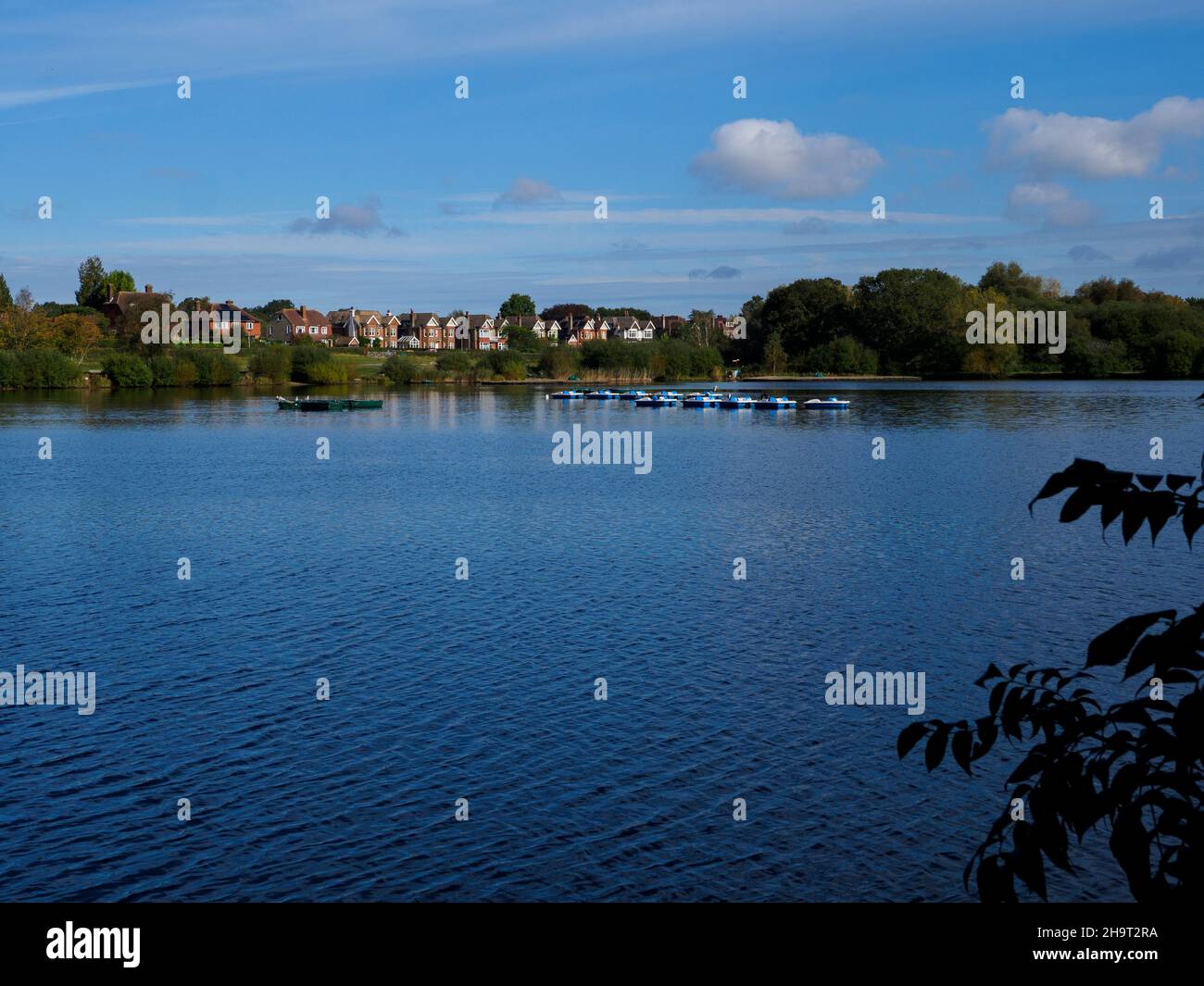 Vue sur le lac, Petersfield Heath, Hampshire, Royaume-Uni Banque D'Images