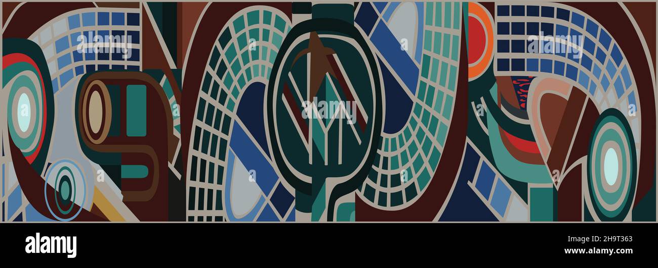 Illustration vectorielle colorée. Illusion de perspective géométrique.Dégradé de couleurs arrière-plan moderne abstrait. Décoration murale à motifs. Banque D'Images