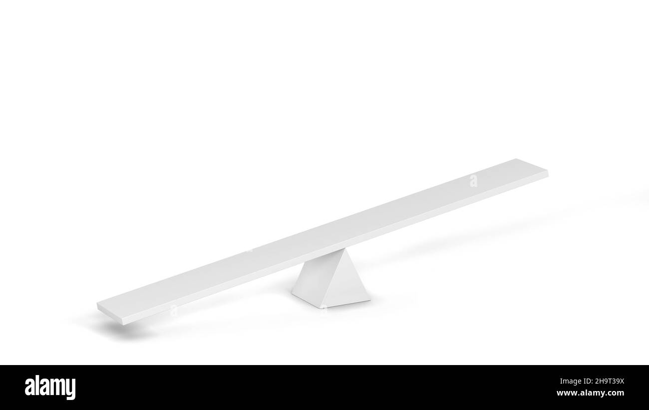 Simple seesaw, concept d'équilibre.3d illustration isolée sur fond blanc Banque D'Images