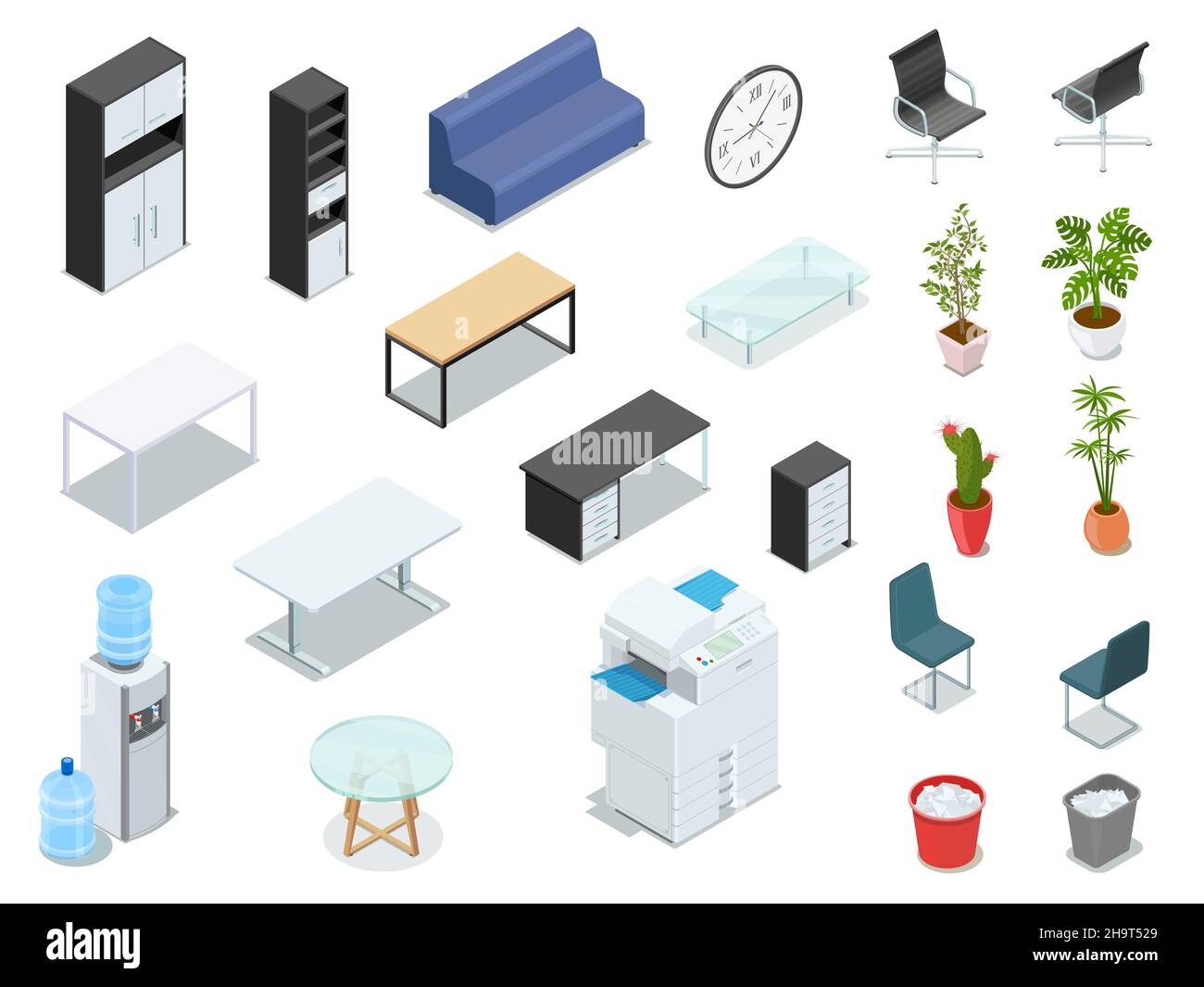Les objets intérieurs de bureau tels que les meubles, les plantes d'intérieur et l'équipement comme imprimante multifonction et refroidisseur d'eau Illustration de Vecteur Les objets intérieurs de bureau tels que les meubles, les plantes d'intérieur et l'équipement comme imprimante multifonction et refroidisseur d'eau Illustration de Vecteur