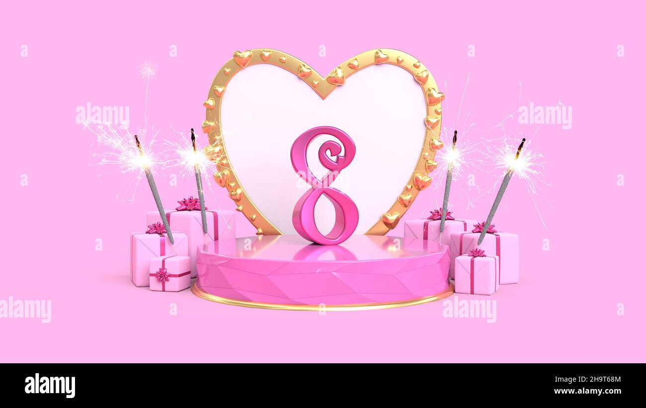 Carte d'anniversaire pour fille de 8 ans - 3D rendu Photo Stock - Alamy