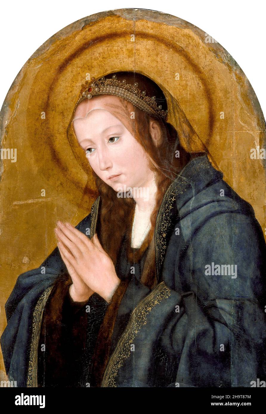 La Vierge en adoration par l'atelier de Quentin Massys (c.1465/6-1530), tôle d'huile, après 1507 Banque D'Images
