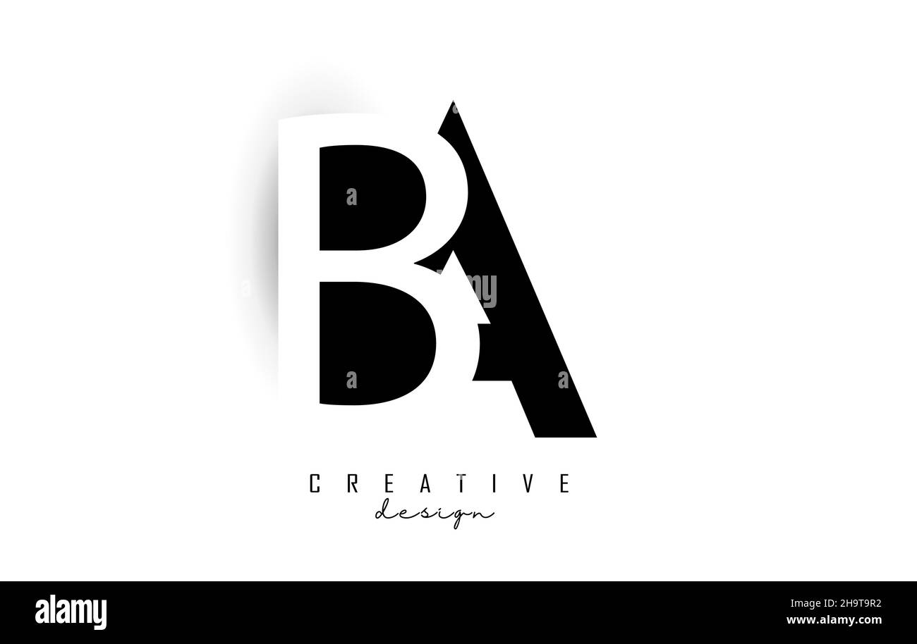 Logo lettres AB avec motif espace négatif noir et blanc.Lettres A et B avec géométrie et typographie.Illustration vectorielle créative avec lettres. Illustration de Vecteur