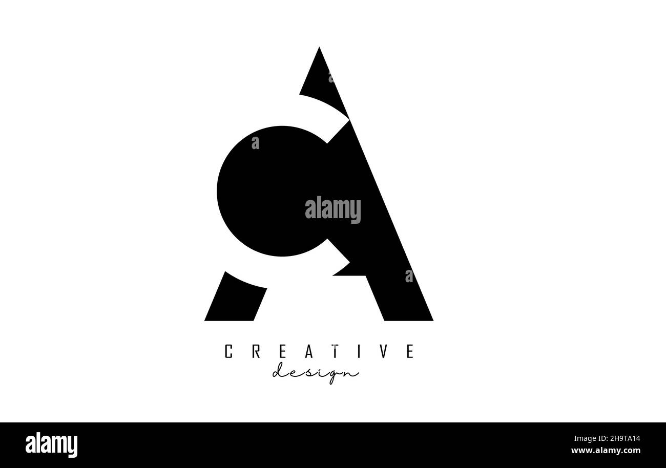 Logo AC avec motif espace négatif noir et blanc.Lettres A et C avec géométrie et typographie.Illustration vectorielle créative avec lettres. Illustration de Vecteur