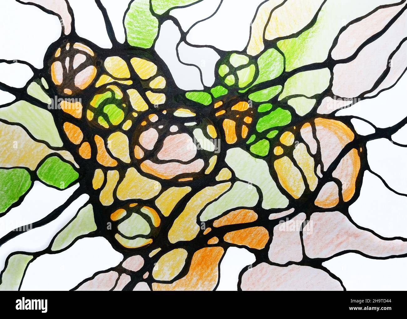 Neurographics Creative art. Les formes d'encre colorées esquissent le marqueur de stylo.Psychologie coaching résolution de problèmes.Art thérapie de santé mentale anti-coloration de stress Banque D'Images