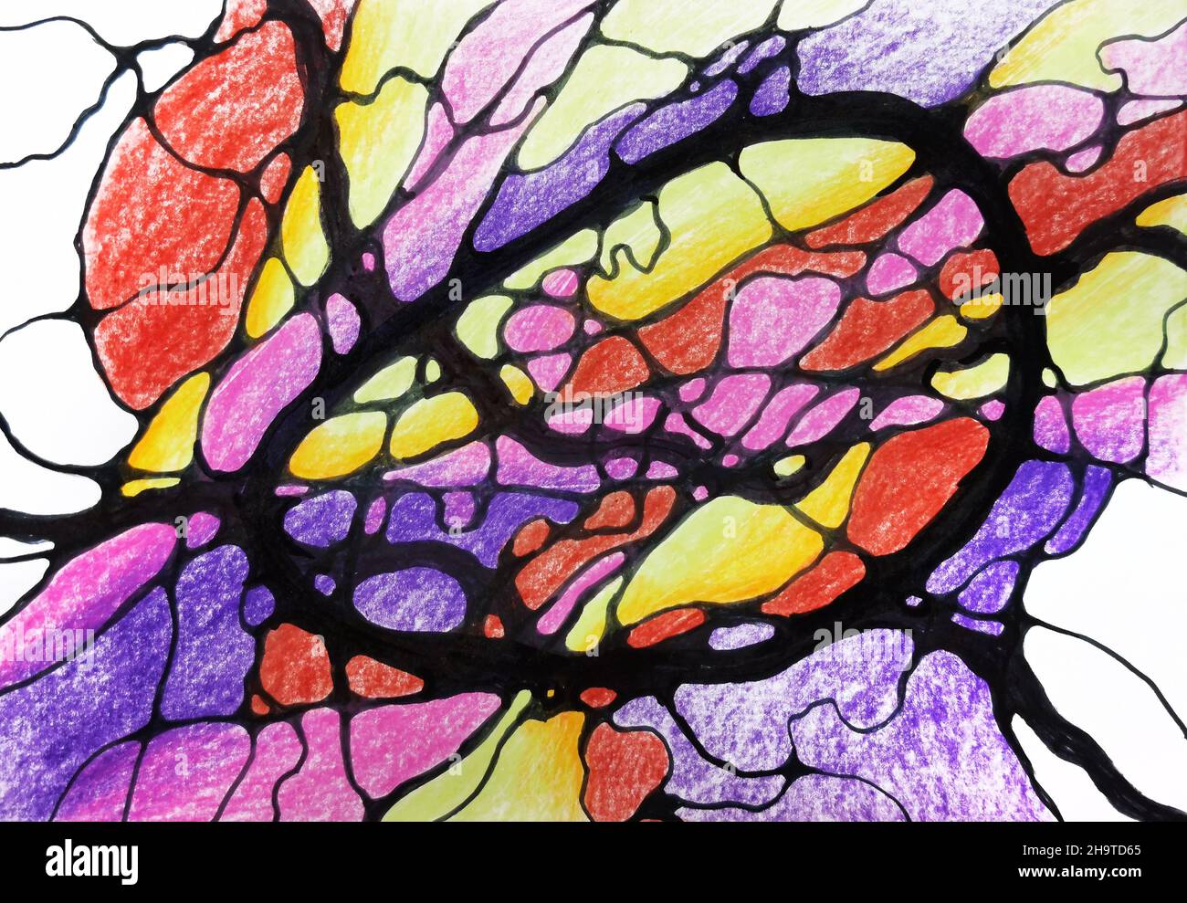 Neurographics Creative art. Les formes d'encre colorées esquissent le marqueur de stylo.Psychologie coaching résolution de problèmes.Art thérapie de santé mentale anti-coloration de stress Banque D'Images