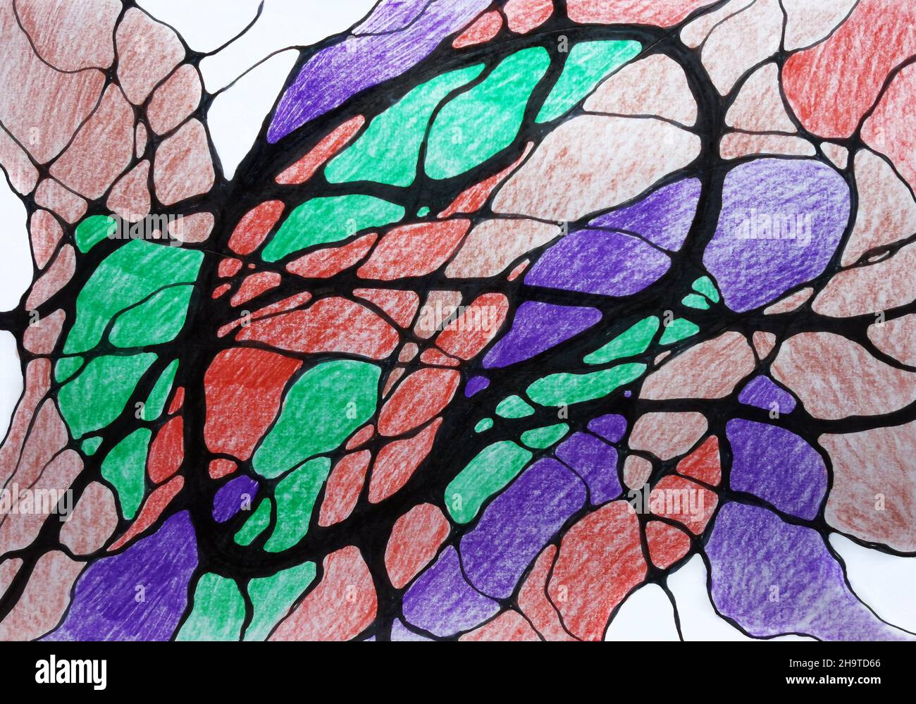Neurographics Creative art. Les formes d'encre colorées esquissent le marqueur de stylo.Psychologie coaching résolution de problèmes.Art thérapie de santé mentale anti-coloration de stress Banque D'Images