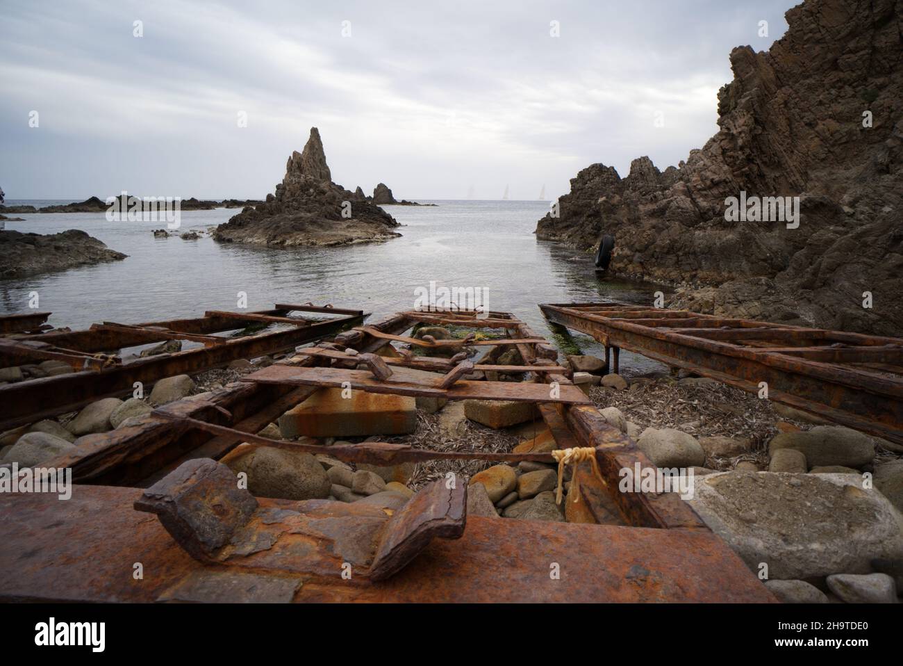 Sirens récif à Cabo de Gatas, Almeria, Espagne, paysage Banque D'Images