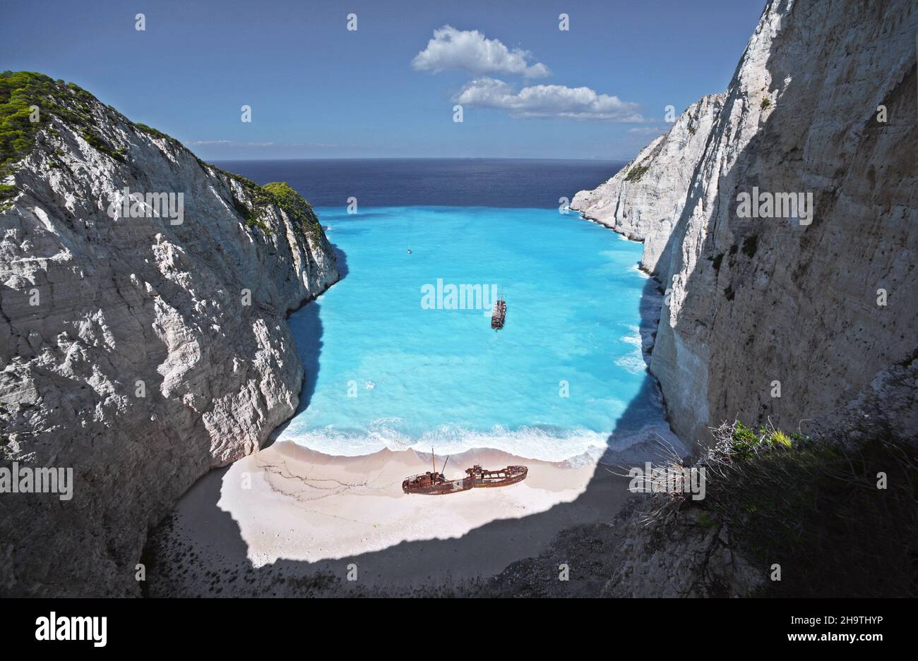 Célèbre baie de Navagio avec épave, Grèce, Iles Ioniennes, Zakynthos Banque D'Images