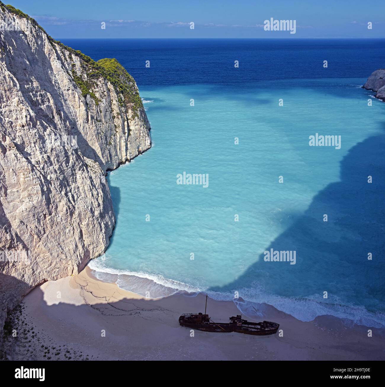 Célèbre baie de Navagio avec épave, Grèce, Iles Ioniennes, Zakynthos Banque D'Images