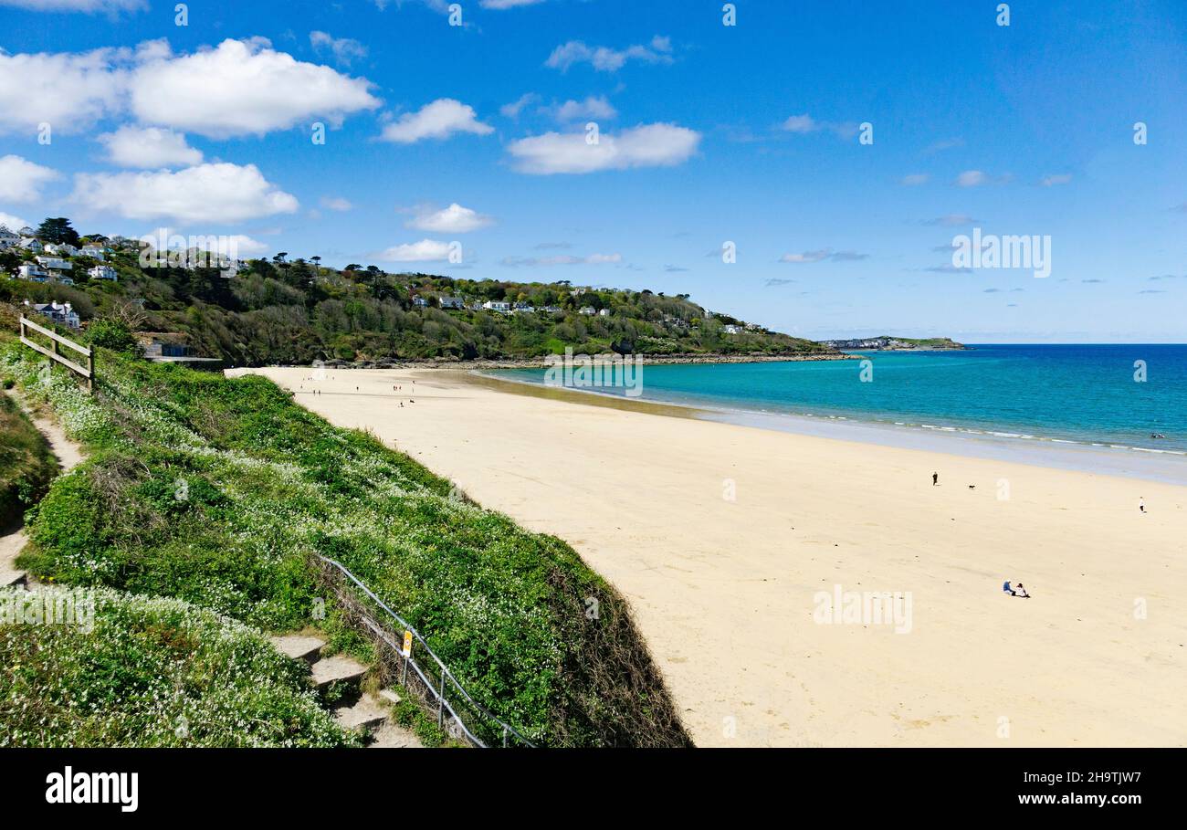 Carbis Bay Beach dans St ives Bay cornwall angleterre Banque D'Images