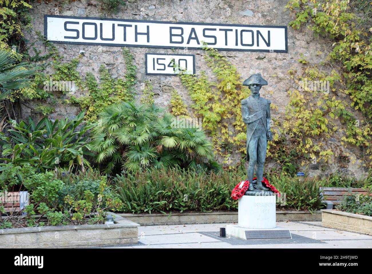 Statue de Horatio Nelson par John Doubleday au Bastion Sud à Gibraltar Banque D'Images