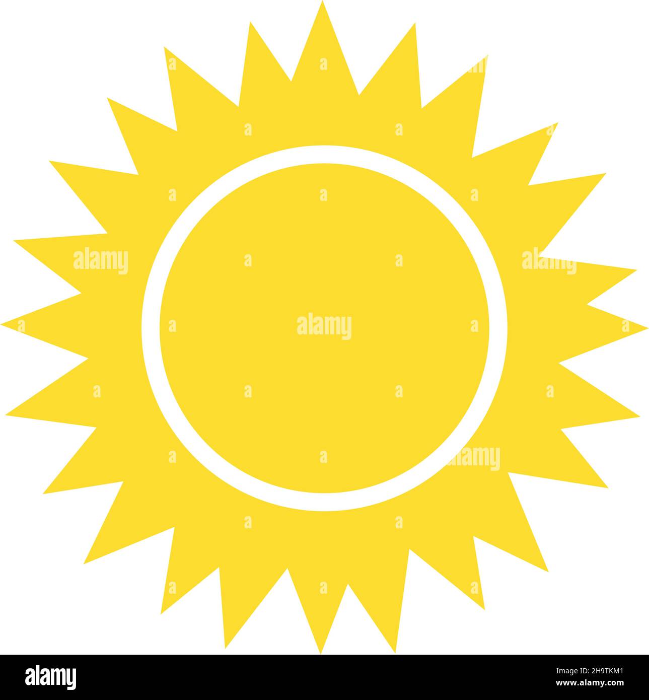 Coucher de soleil net.Croquis soleil, éclat de chaleur jaune, image d'illustration isolée sur fond blanc Illustration de Vecteur